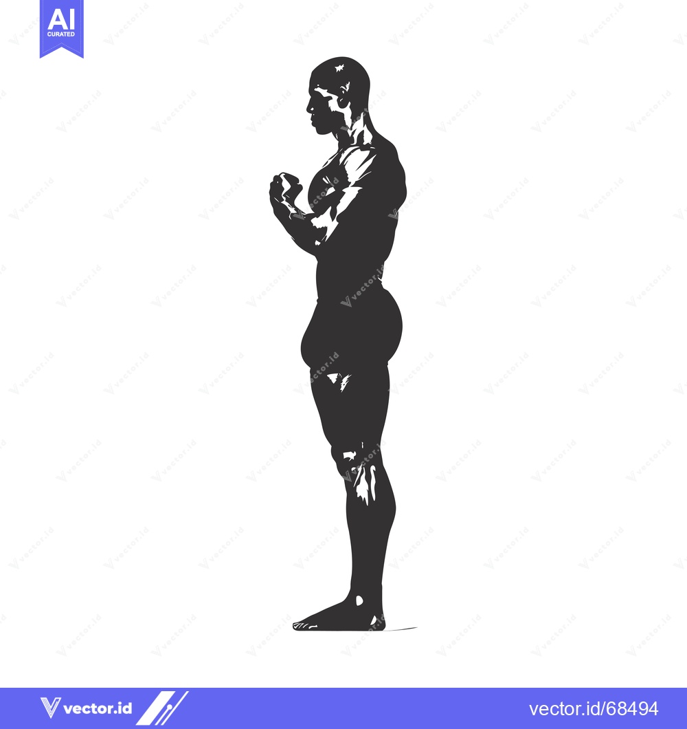 Premium Vector dari Silhouette of a Muscular Man in a Standing Pose