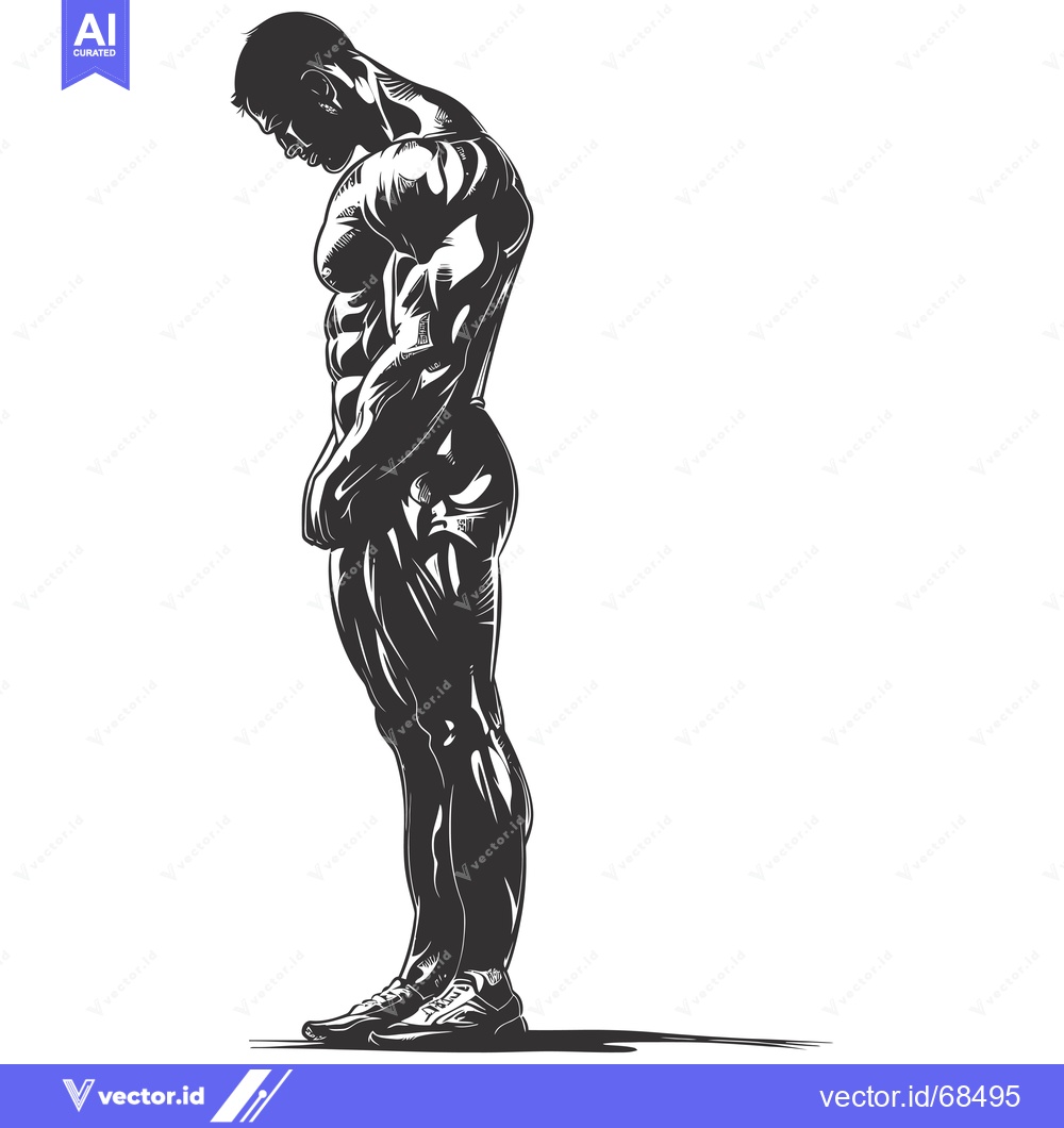 Premium Vector dari Muscular Man Standing in Side Profile with Detailed Anatomy