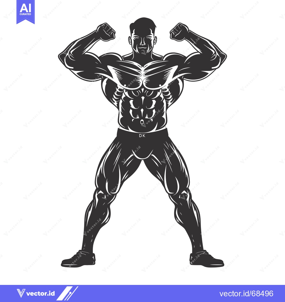 Premium Vector of Silhouette of a Muscular Man Flexing His Biceps and Posing
