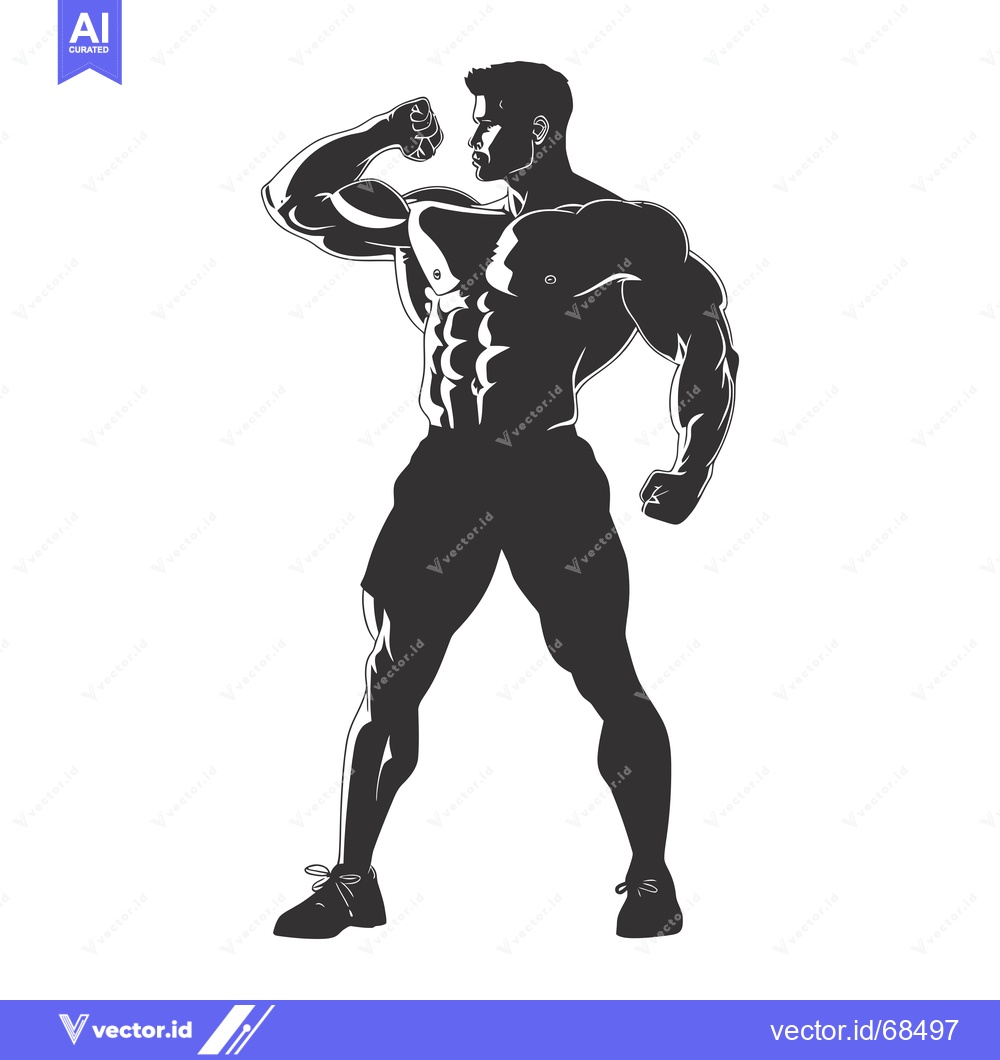 Premium Vector dari Muscular Silhouette of a Man Flexing His Biceps