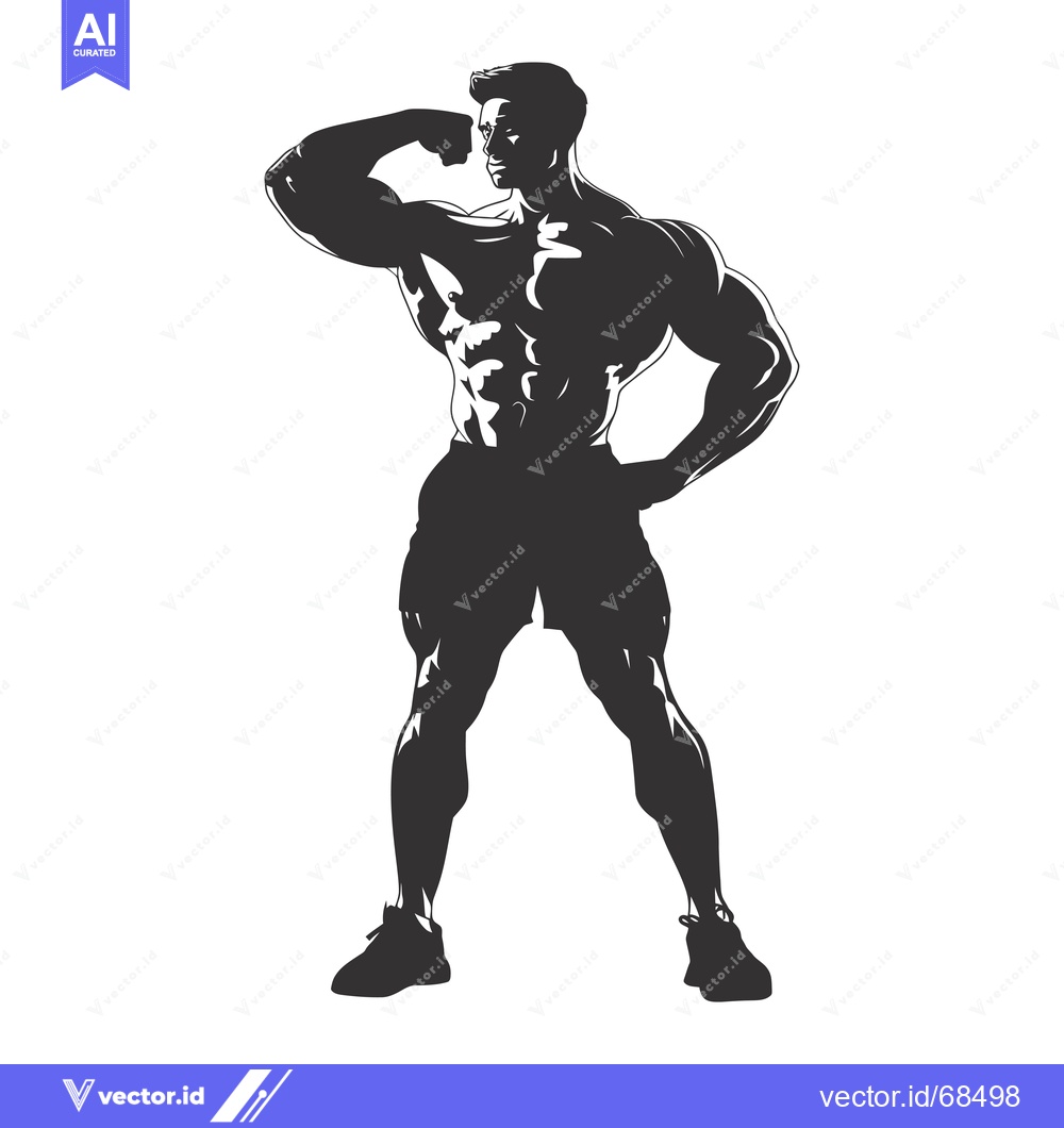 Premium Vector of Silhouette of a Muscular Man Flexing his Biceps