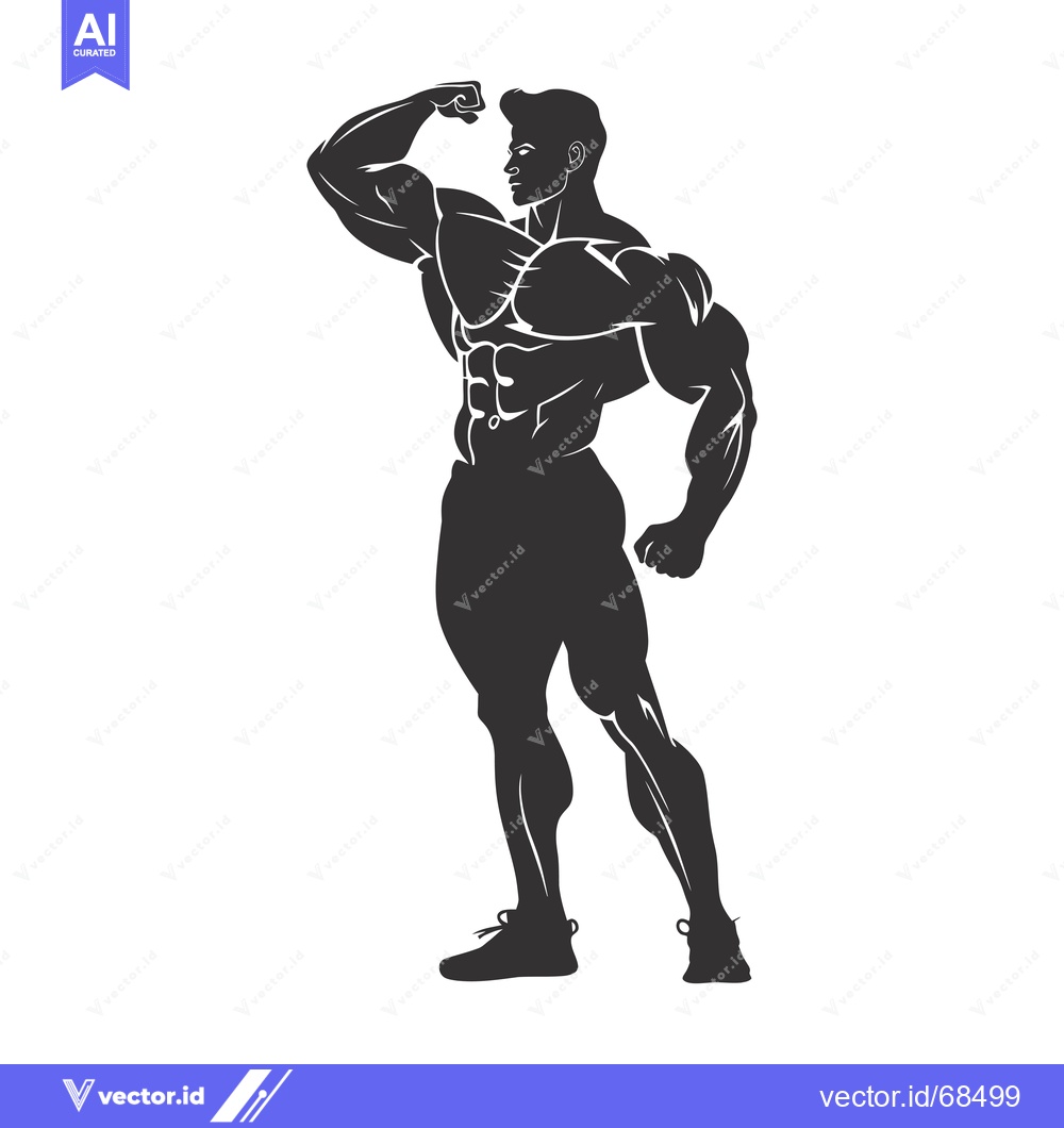Premium Vector dari Silhouette of a Muscular Man Flexing His Bicep