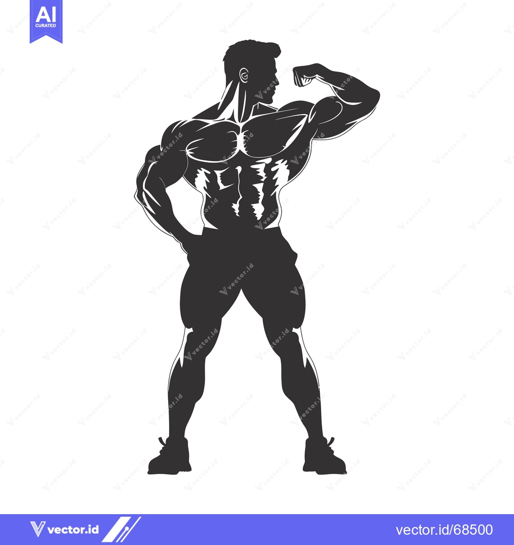 Premium Vector dari Silhouette of a Muscular Man Flexing his Biceps
