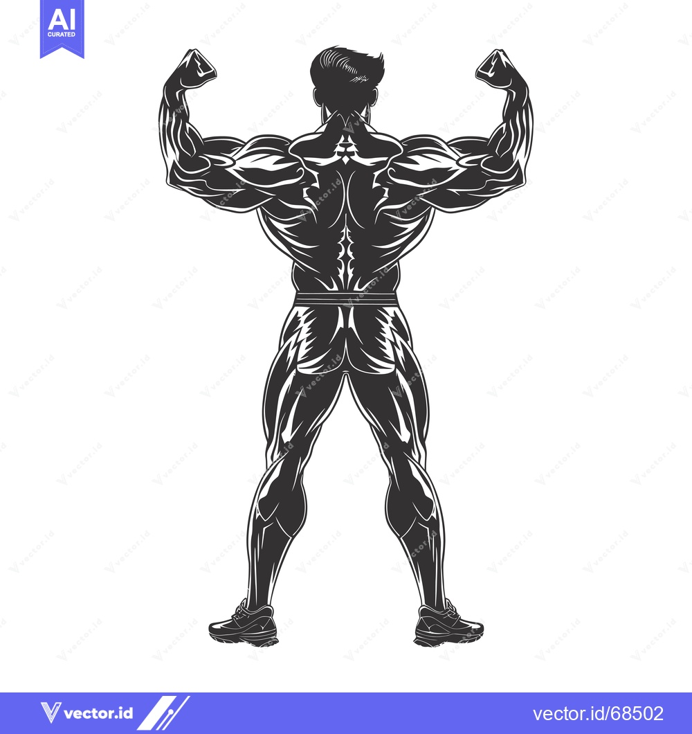 Premium Vector dari Rear View of a Muscular Man Flexing His Biceps