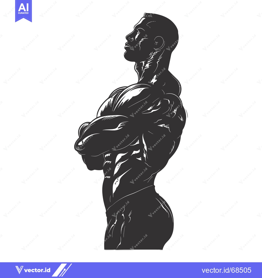 Premium Vector of Silhouette of a muscular man with arms crossed