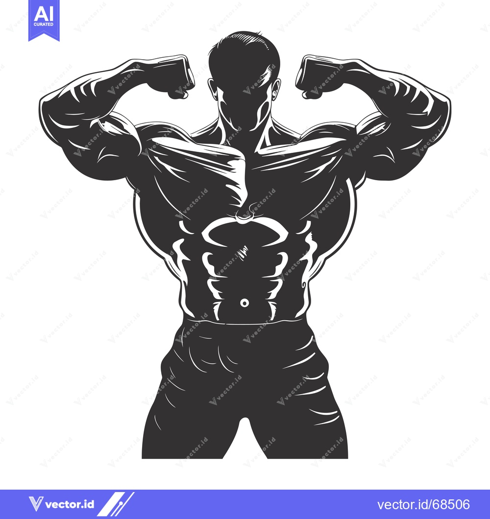Premium Vector dari Silhouette of a Muscular Man Flexing His Biceps