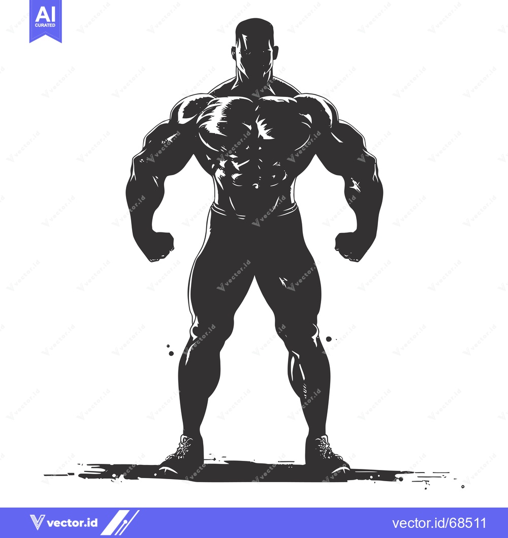 Premium Vector dari Silhouette of a Muscular Man Standing with Hands on Hips
