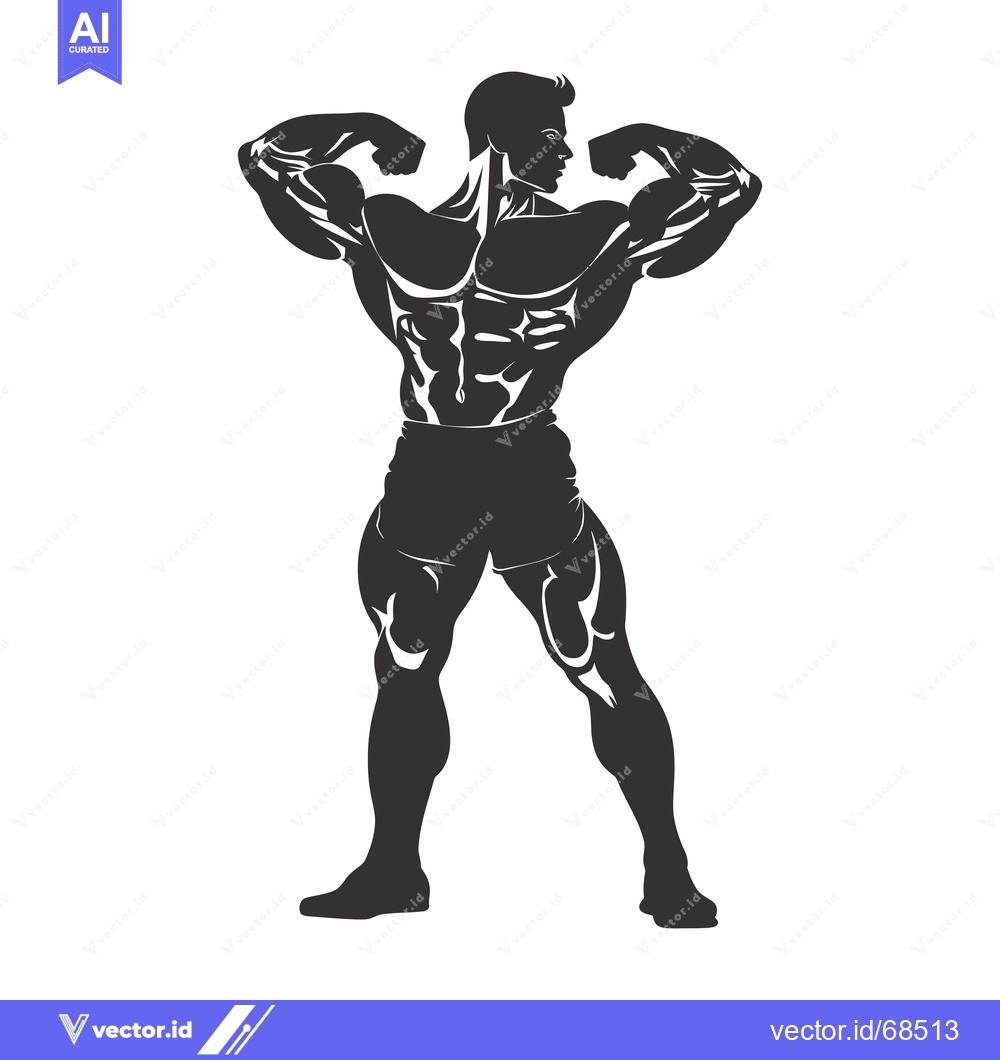 Premium Vector dari Silhouette of a Muscular Man Flexing His Biceps