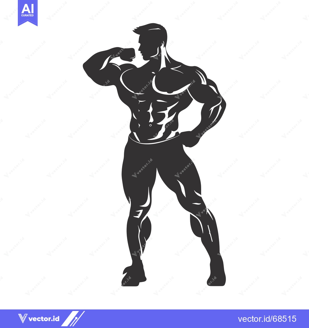 Premium Vector of Silhouette of a Muscular Man Flexing his Bicep