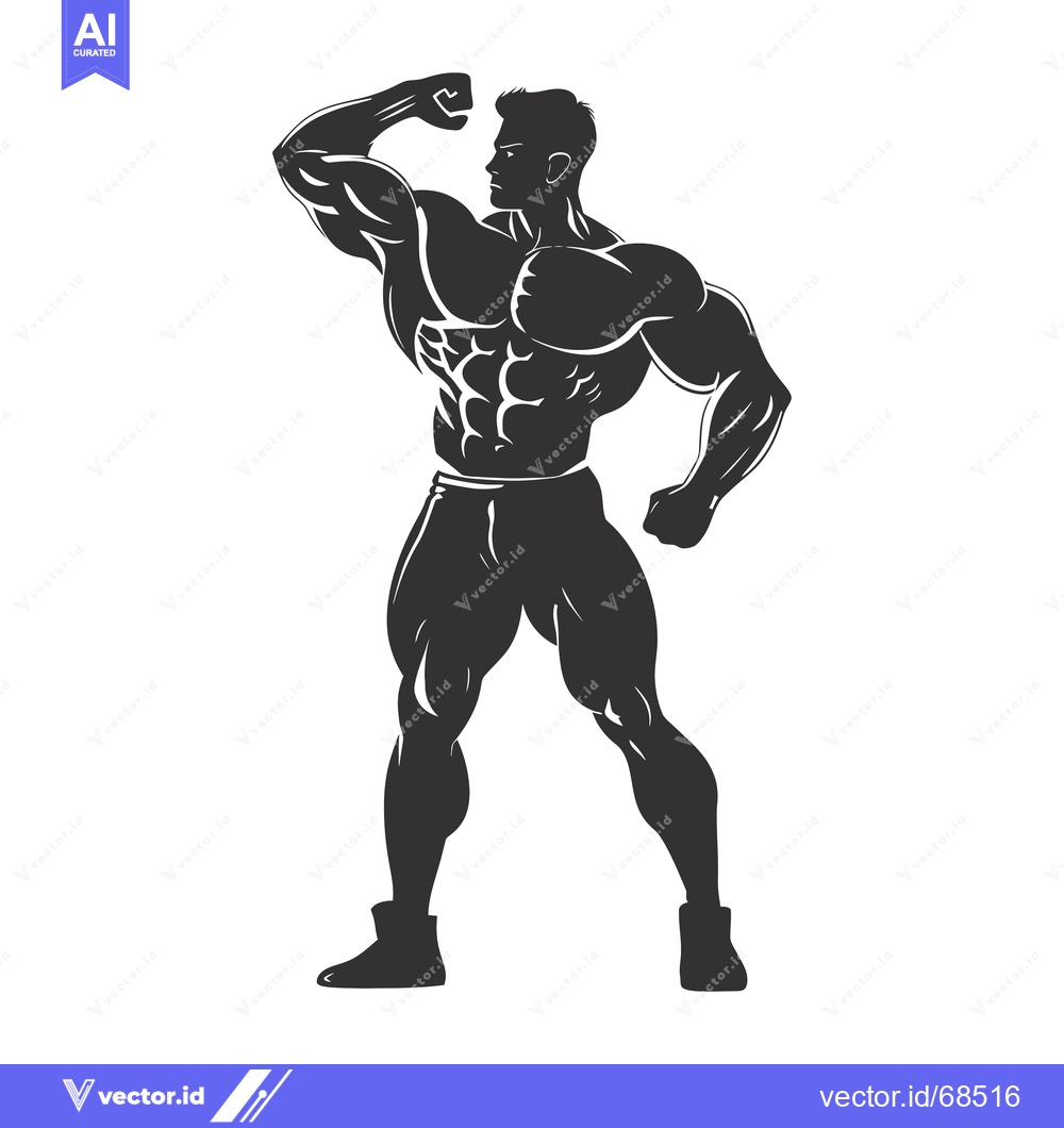 Premium Vector of Silhouette of a Muscular Man Flexing his Biceps