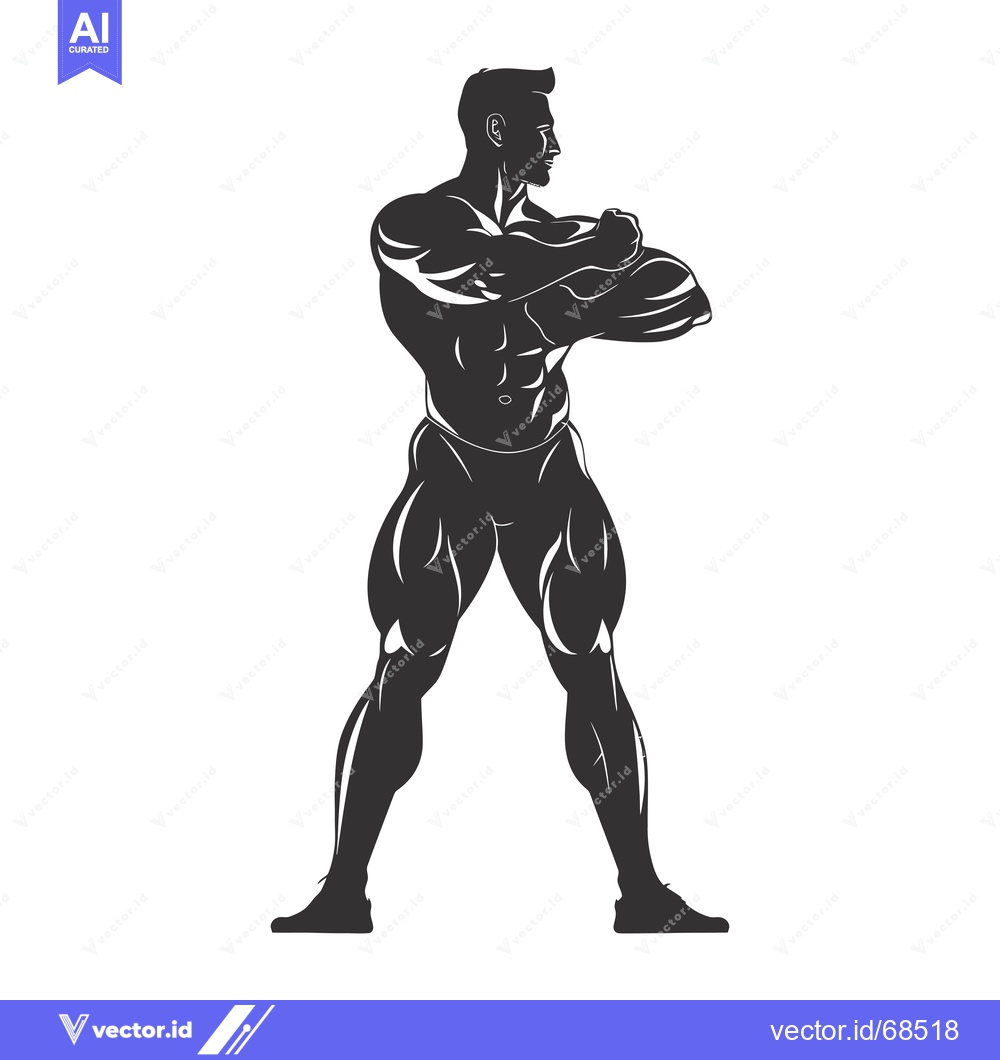 Premium Vector of Silhouette of a Muscular Man with Arms Crossed