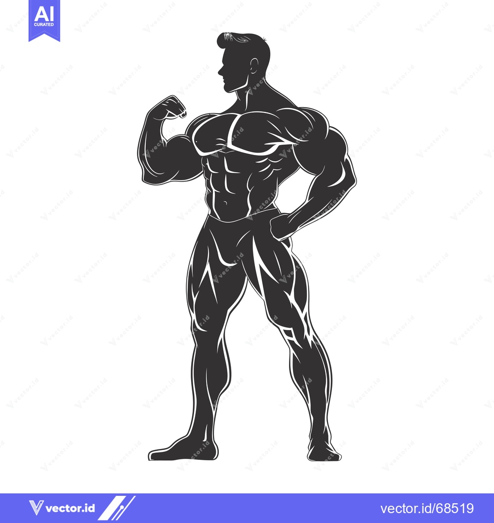 Premium Vector dari Silhouette of a Muscular Man Flexing his Bicep