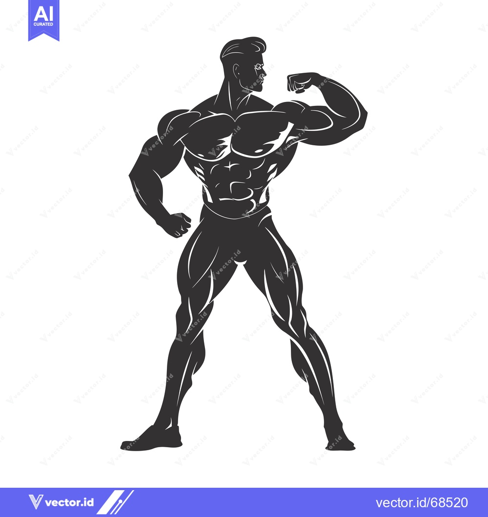 Premium Vector dari Silhouette of a Muscular Man Flexing His Bicep