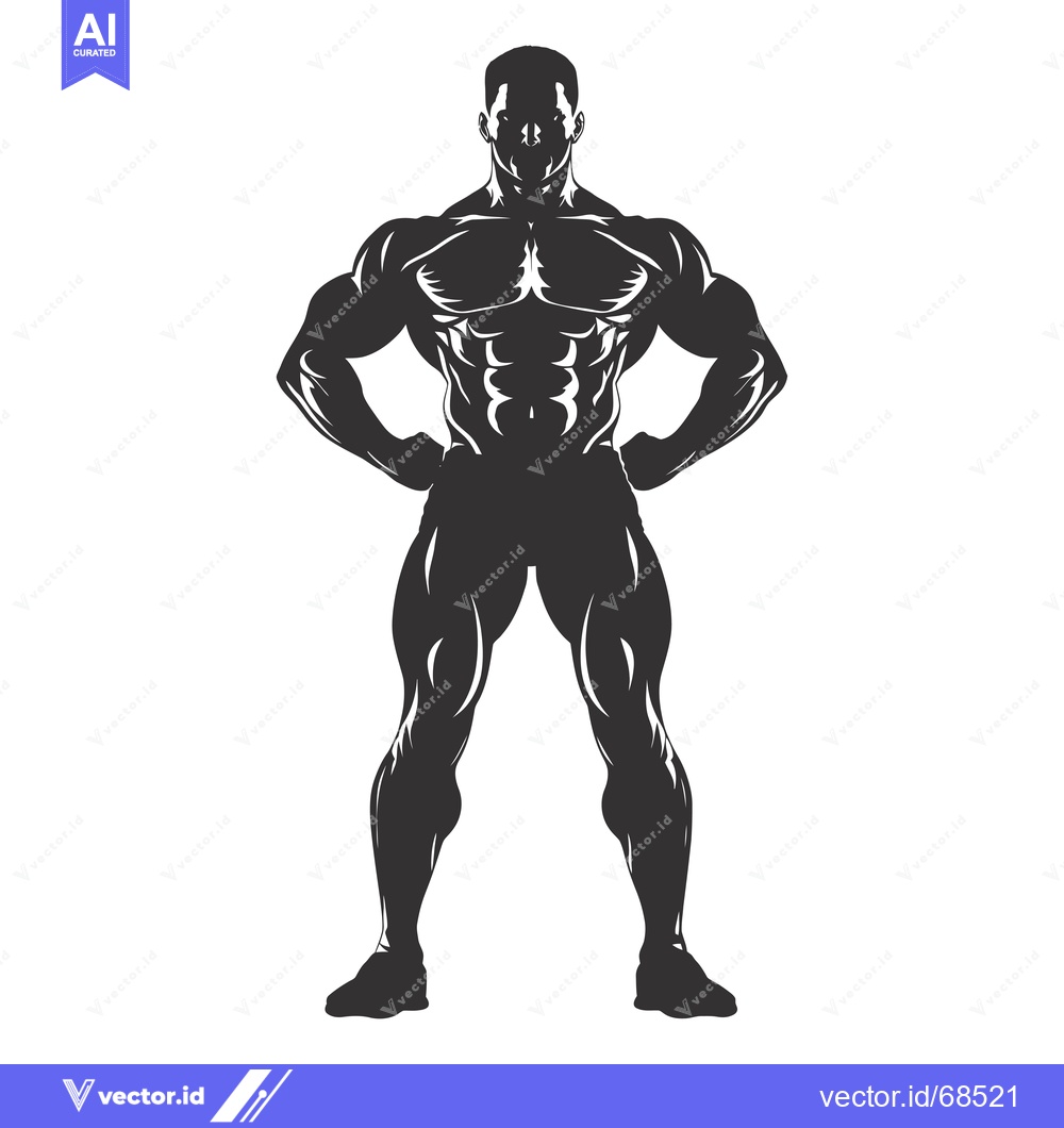 Premium Vector dari Silhouette of a Muscular Man with Hands on Hips