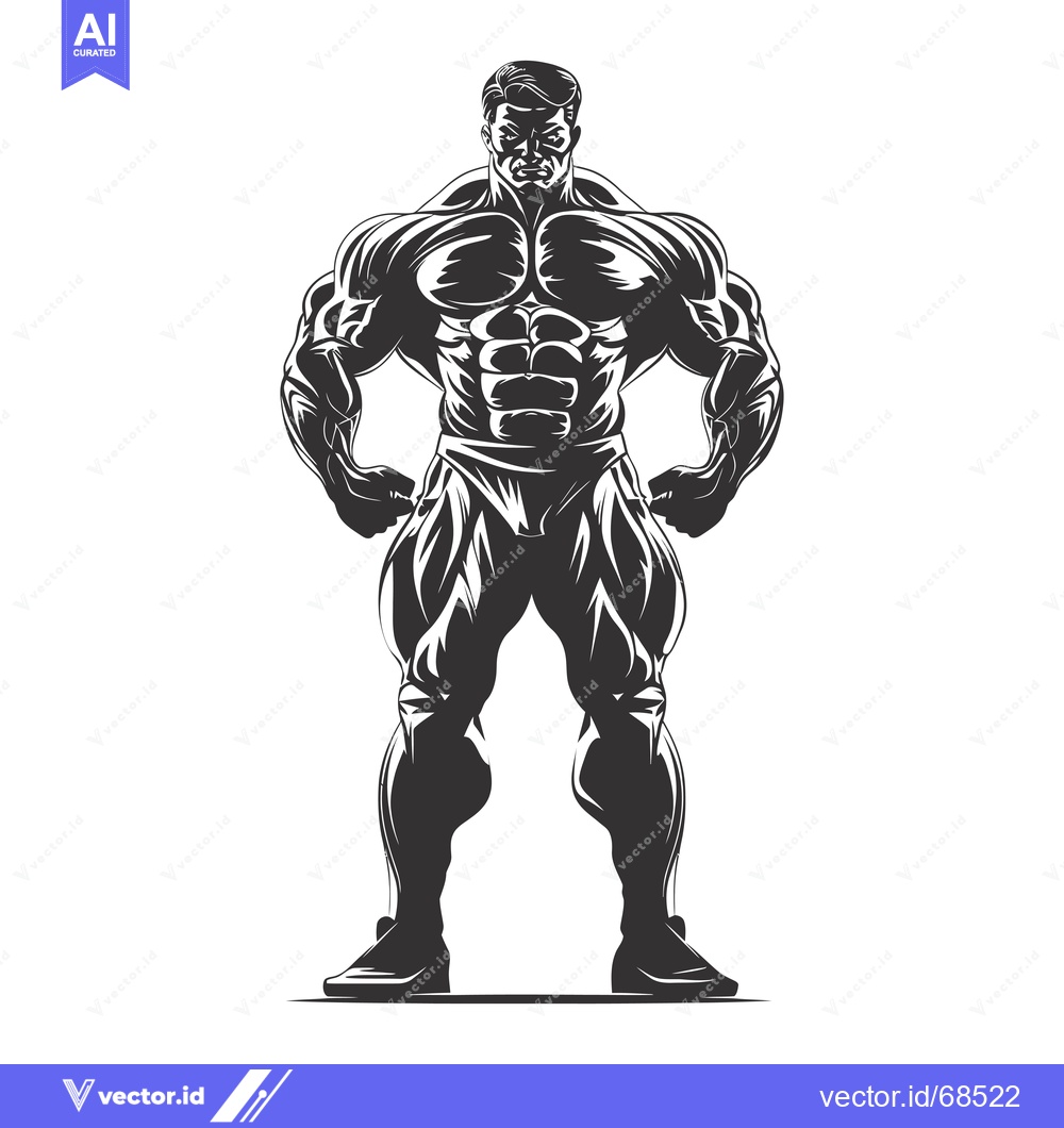Premium Vector dari Muscular Bodybuilder with Defined Abs and Arms