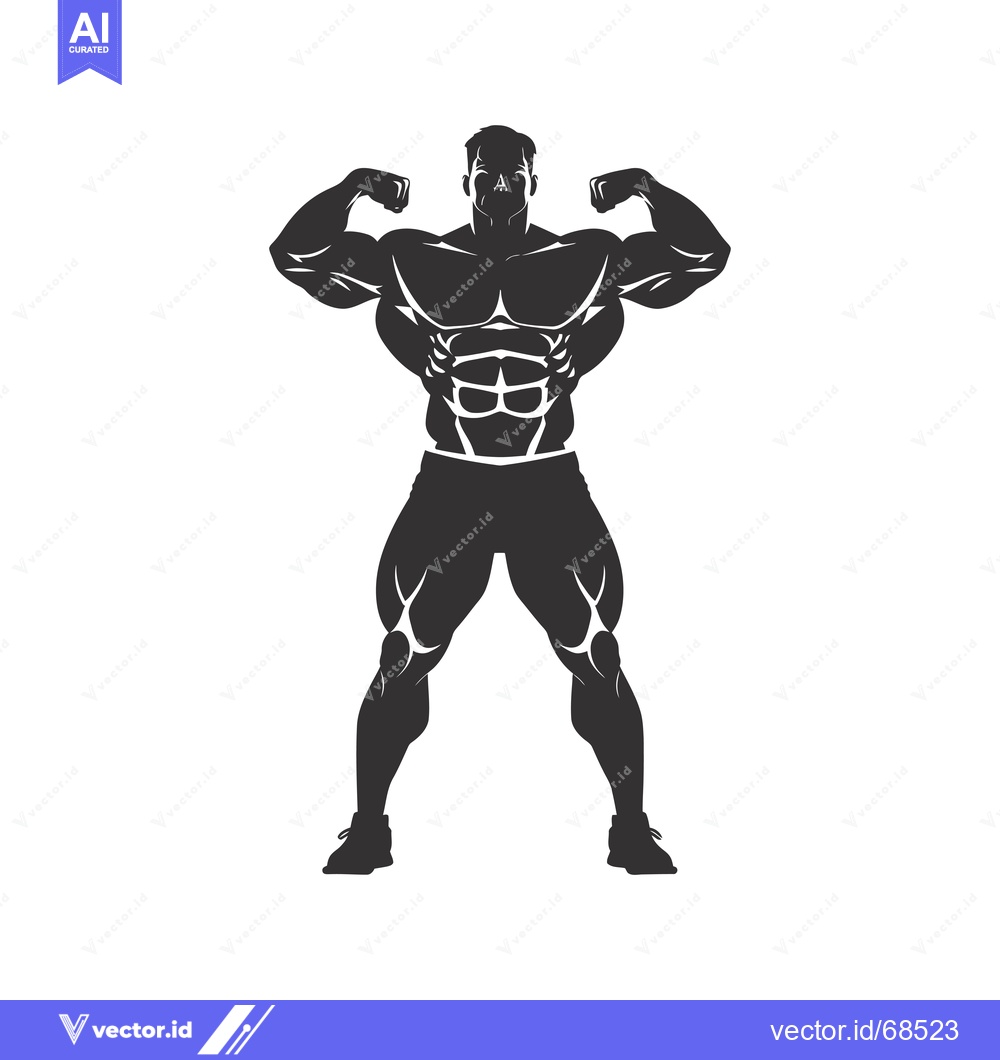 Premium Vector dari Silhouette of a muscular man flexing his biceps