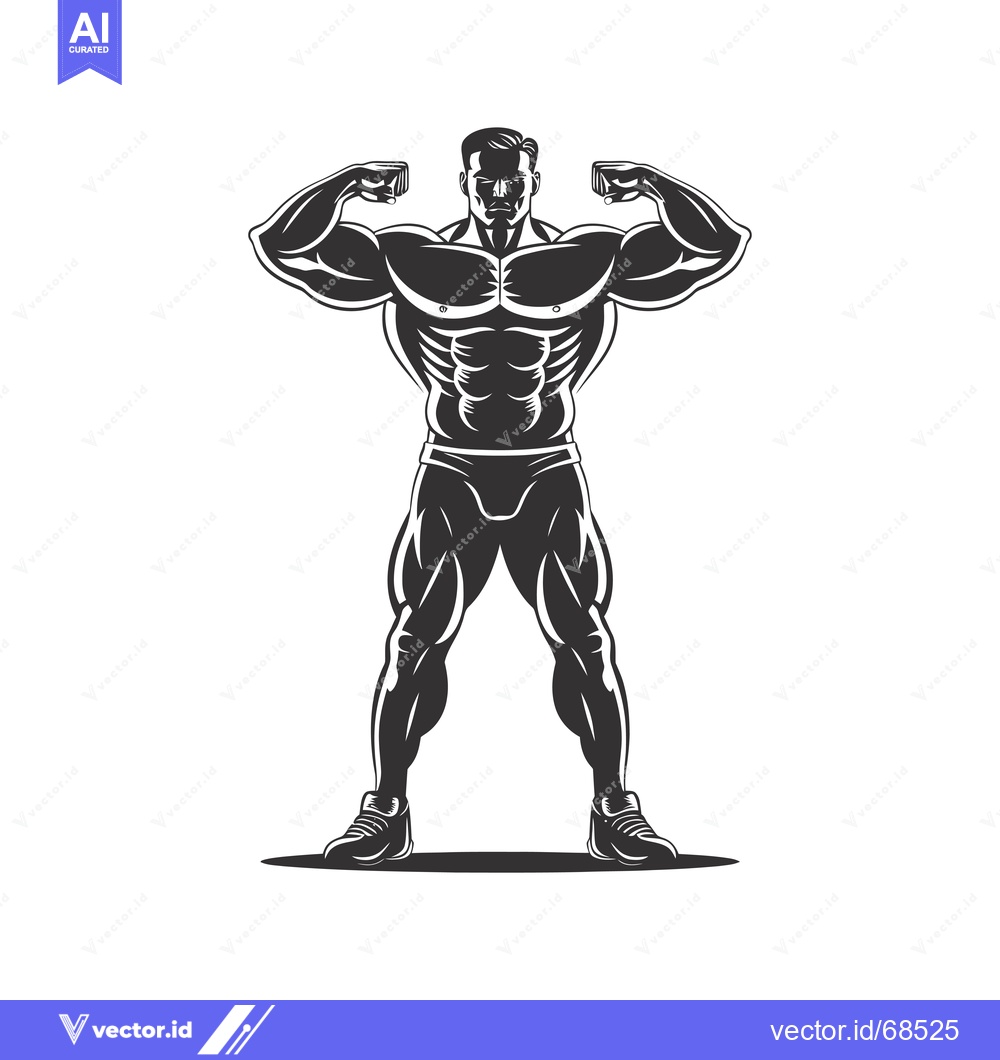 Premium Vector dari Muscular Man Flexing Biceps and Triceps