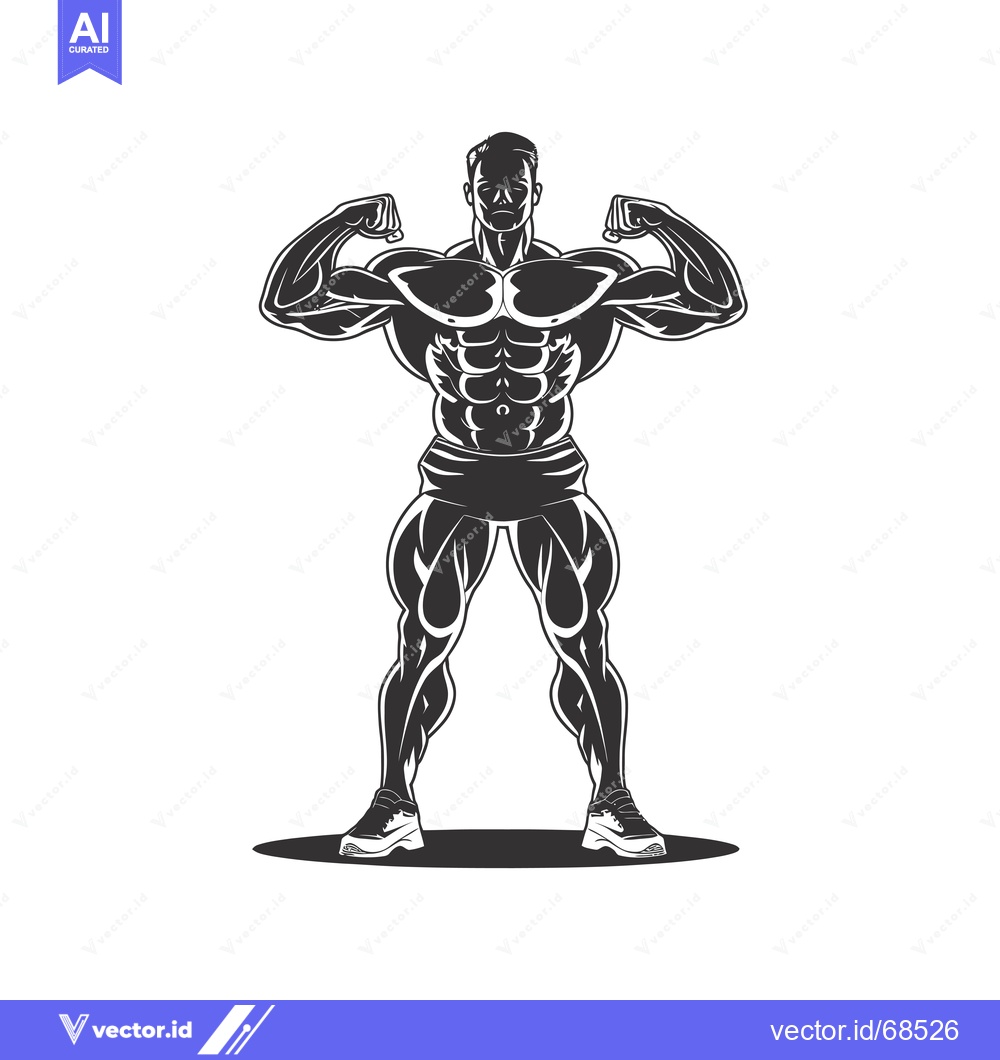 Premium Vector dari Silhouette of a Muscular Man Flexing his Biceps