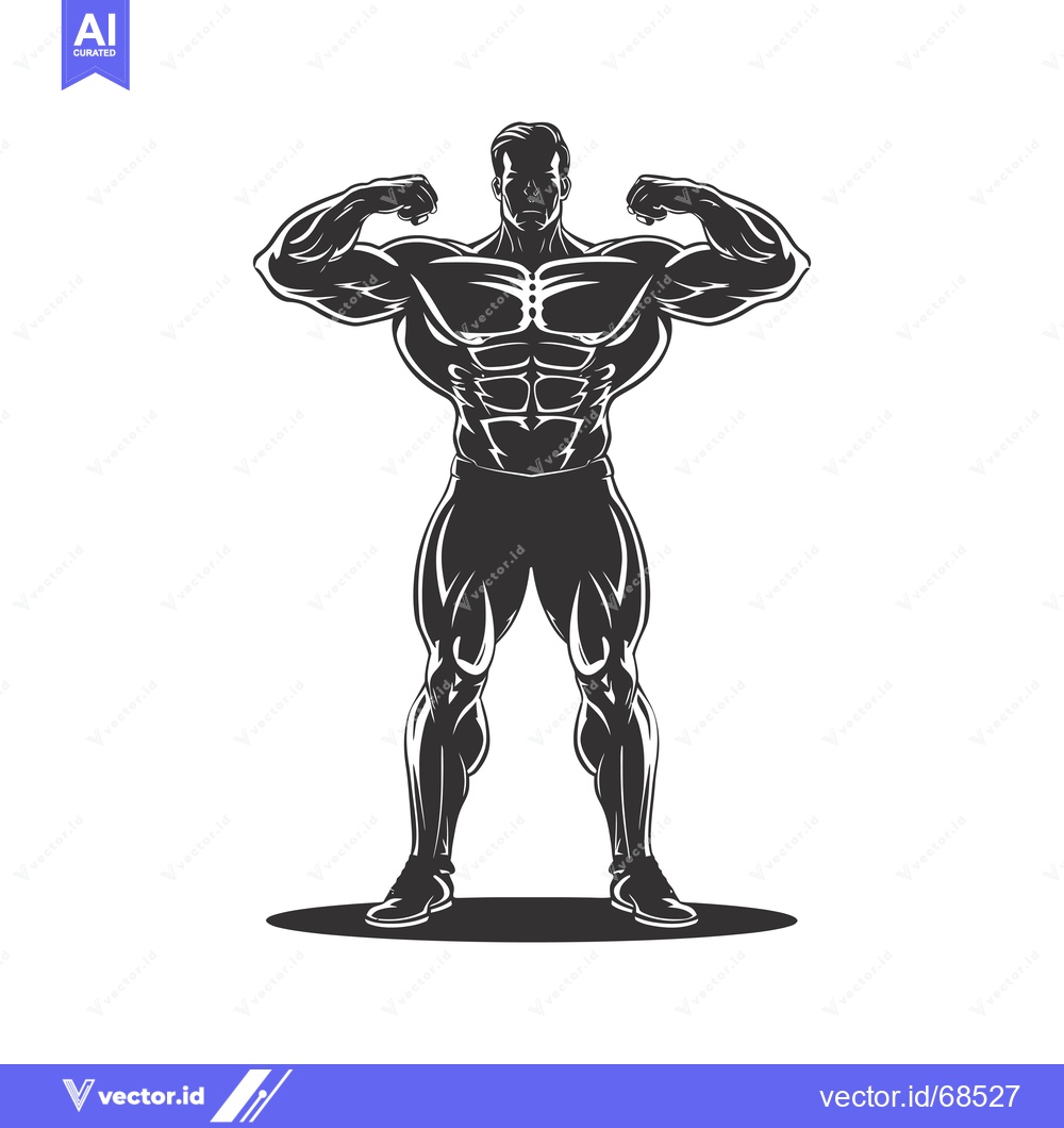 Premium Vector dari A Muscular Man Standing with Arms Flexed, Showing Off His Physique