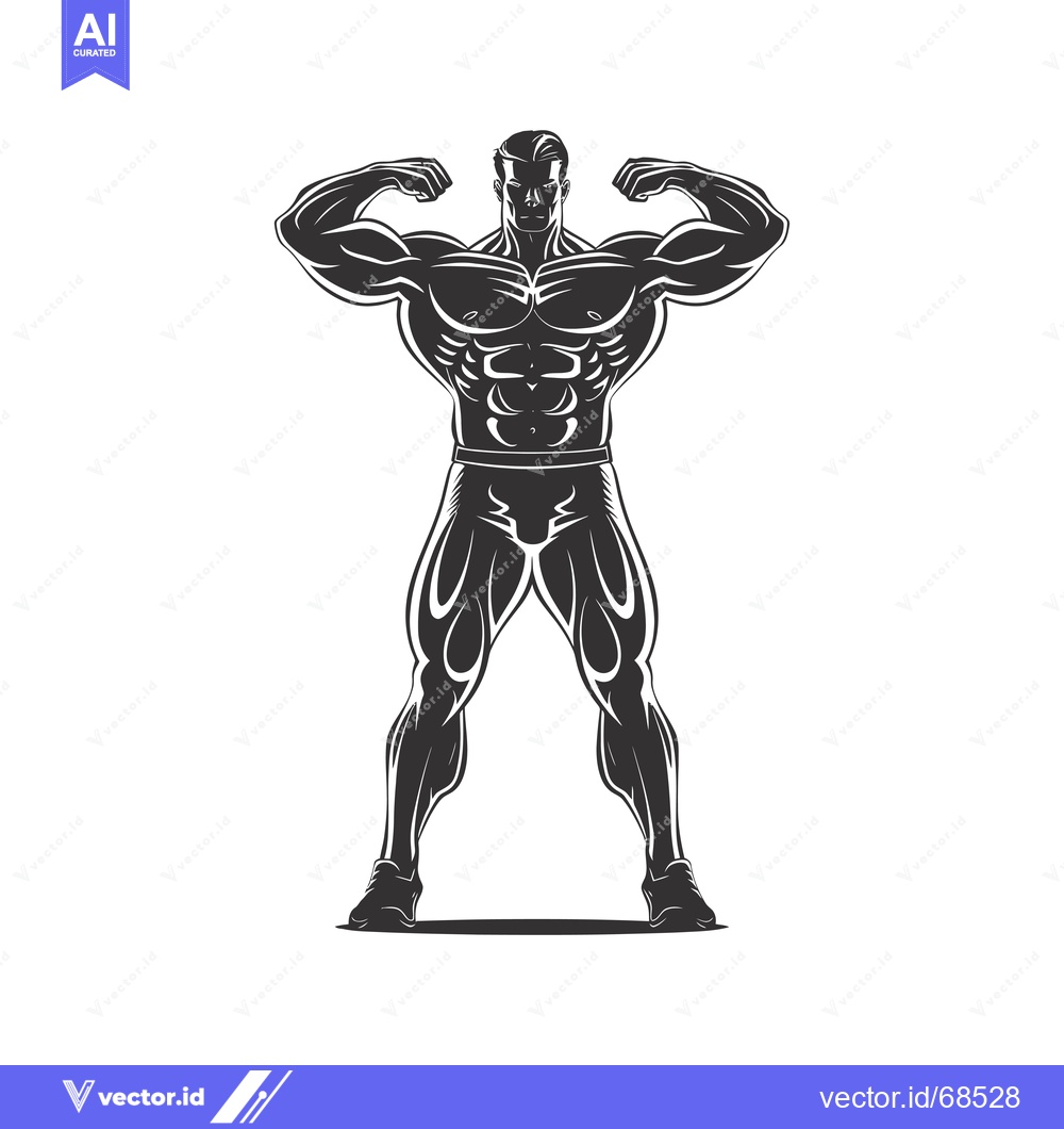 Premium Vector dari Muscular Man Flexing Biceps and Posing Confidently