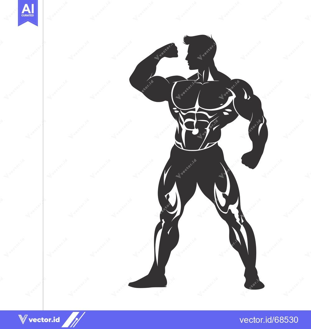 Premium Vector of Silhouette of a Muscular Man Flexing His Bicep