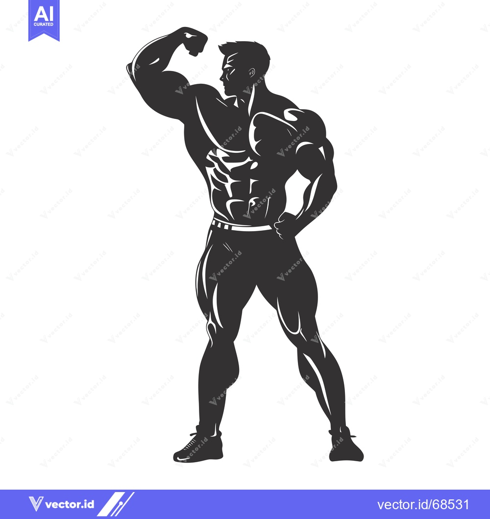Premium Vector dari Silhouette of a Muscular Man Flexing His Bicep
