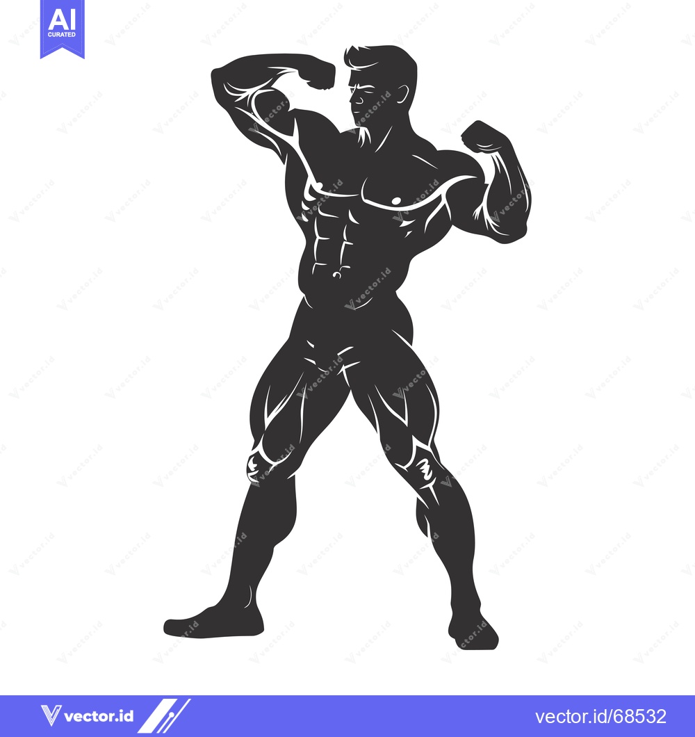 Premium Vector dari Silhouette of a Muscular Man Flexing His Biceps