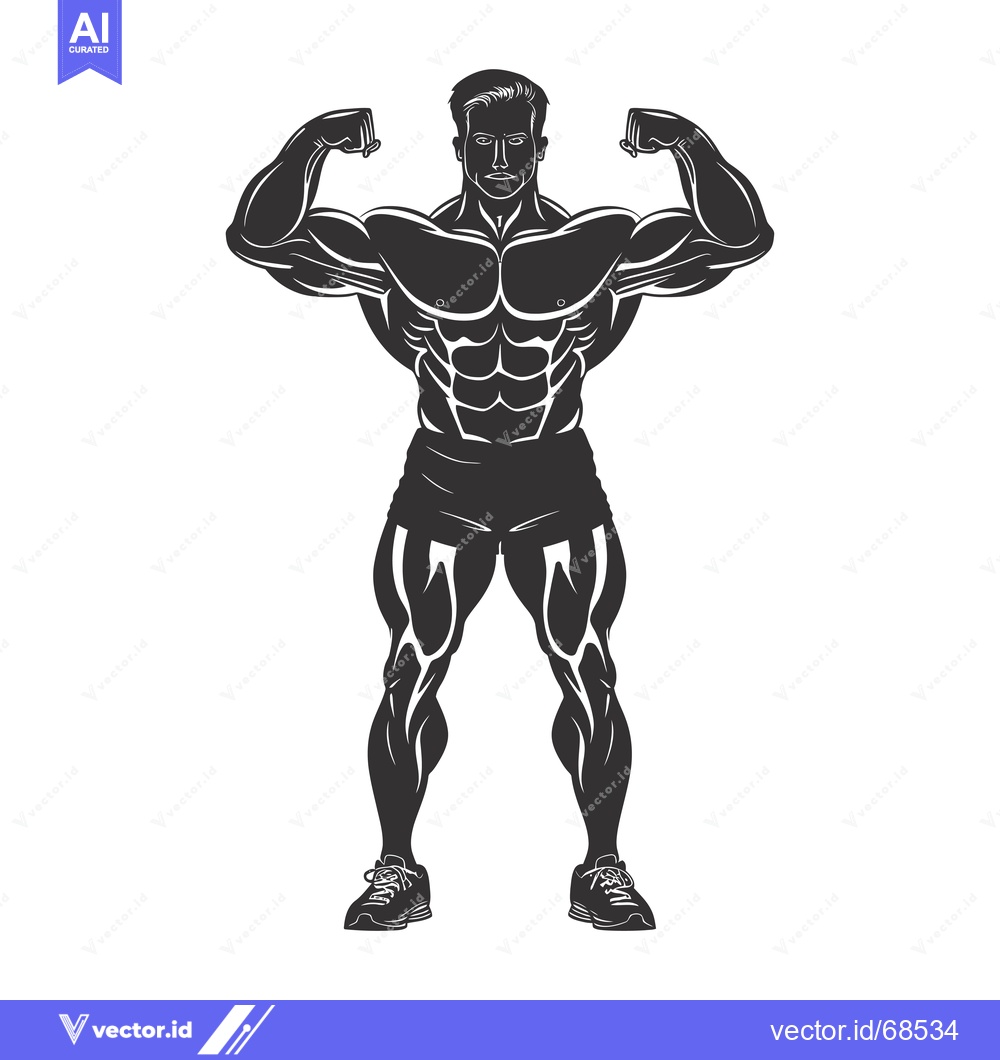 Premium Vector dari Silhouette of a Muscular Man Flexing His Biceps