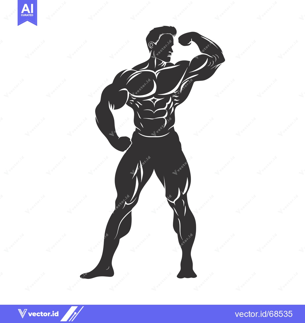 Premium Vector of Silhouette of a Muscular Man Flexing his Bicep