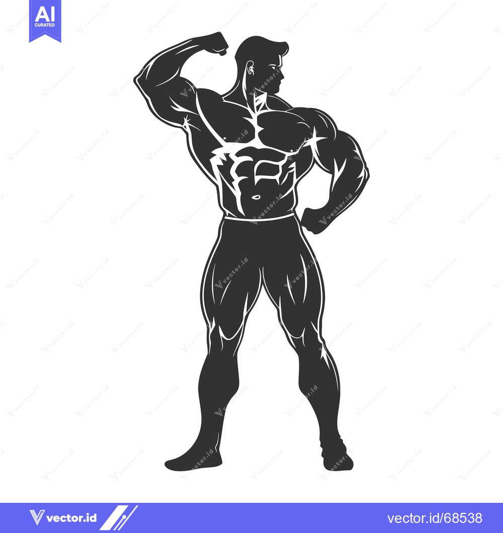 Premium Vector dari Silhouette of a Muscular Man Posing with Flexed Bicep