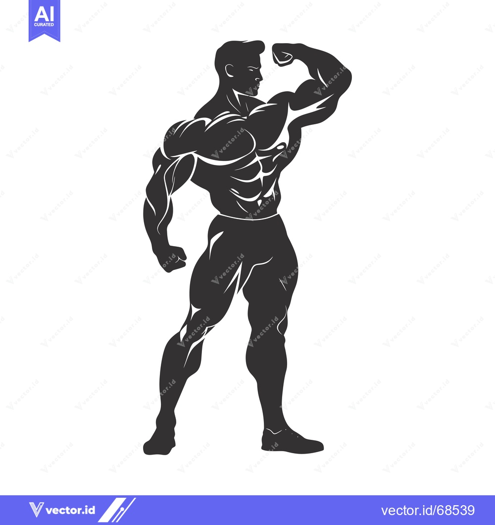 Premium Vector dari Silhouette of a Muscular Man Flexing His Bicep