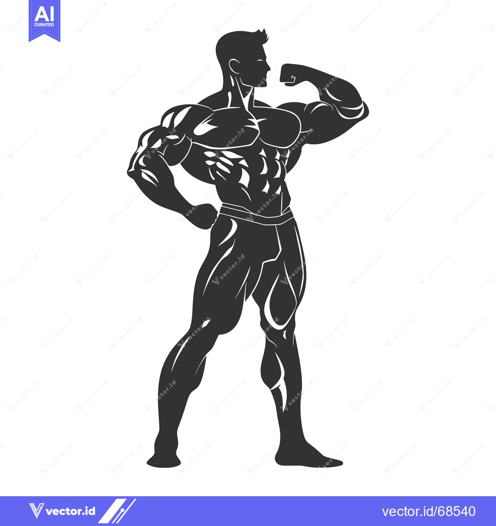 Premium Vector of Silhouette of a Muscular Man Flexing His Bicep