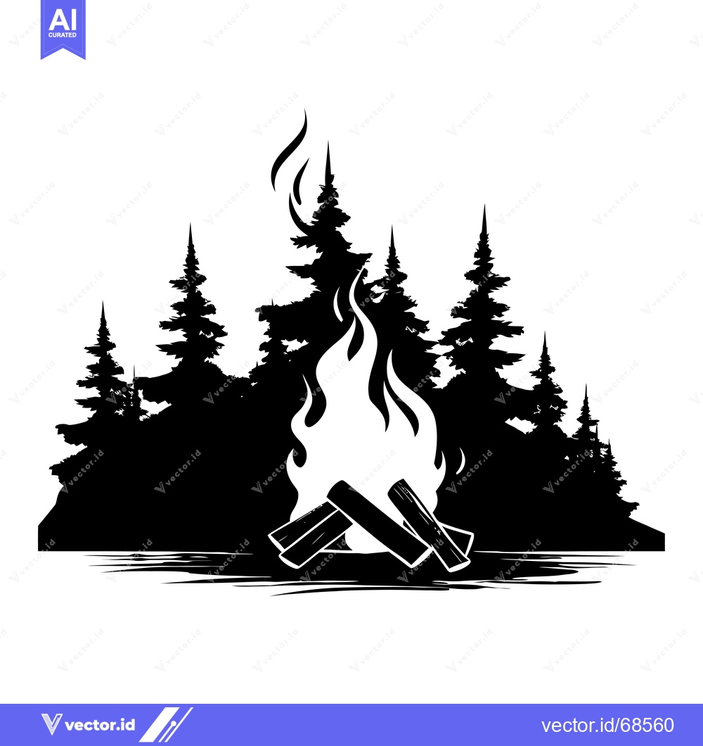 Premium Vector dari Campfire Burning Brightly in a Forest Clearing