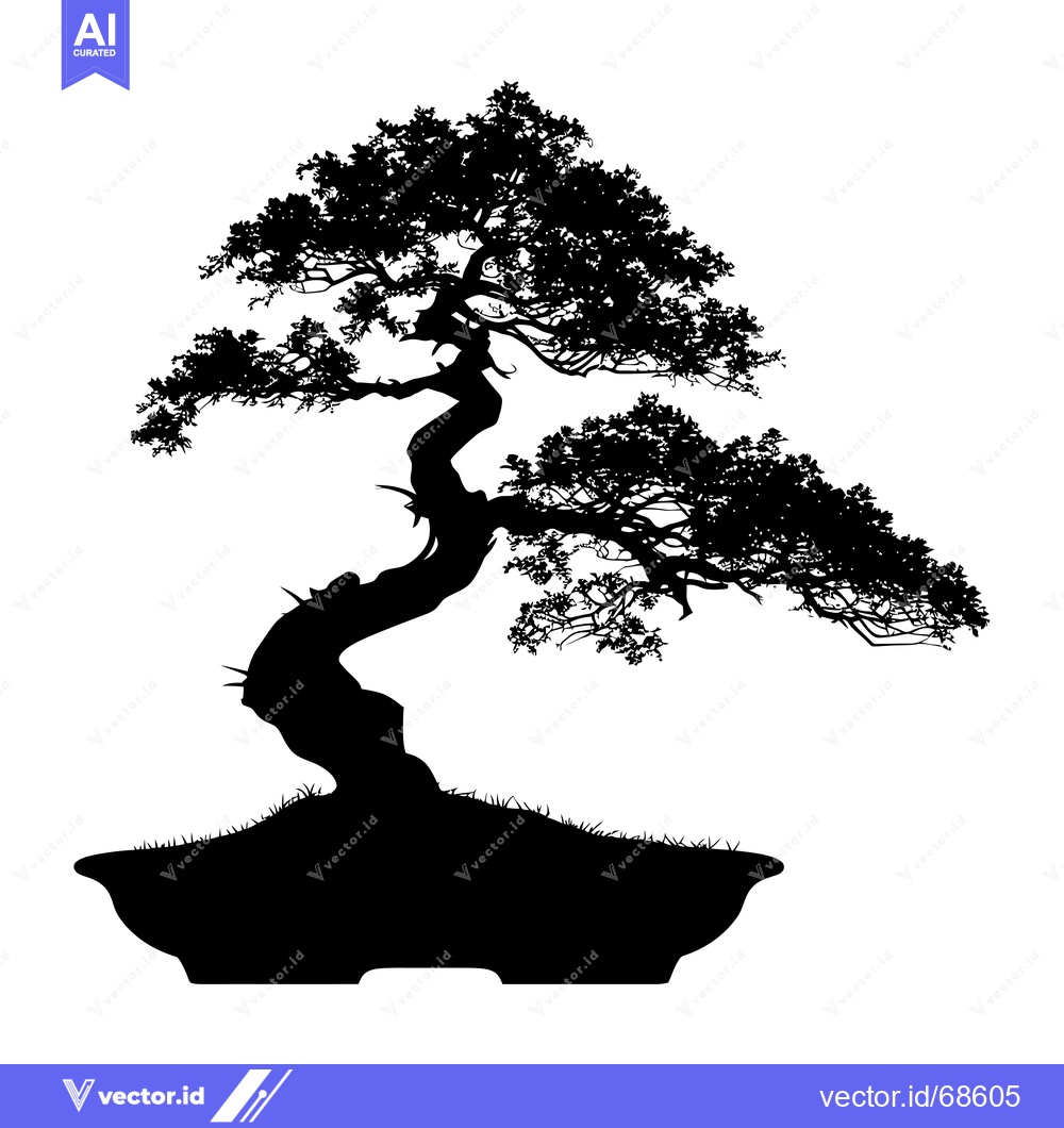 Premium Vector of Silhouette of a Bonsai Tree in a Pot