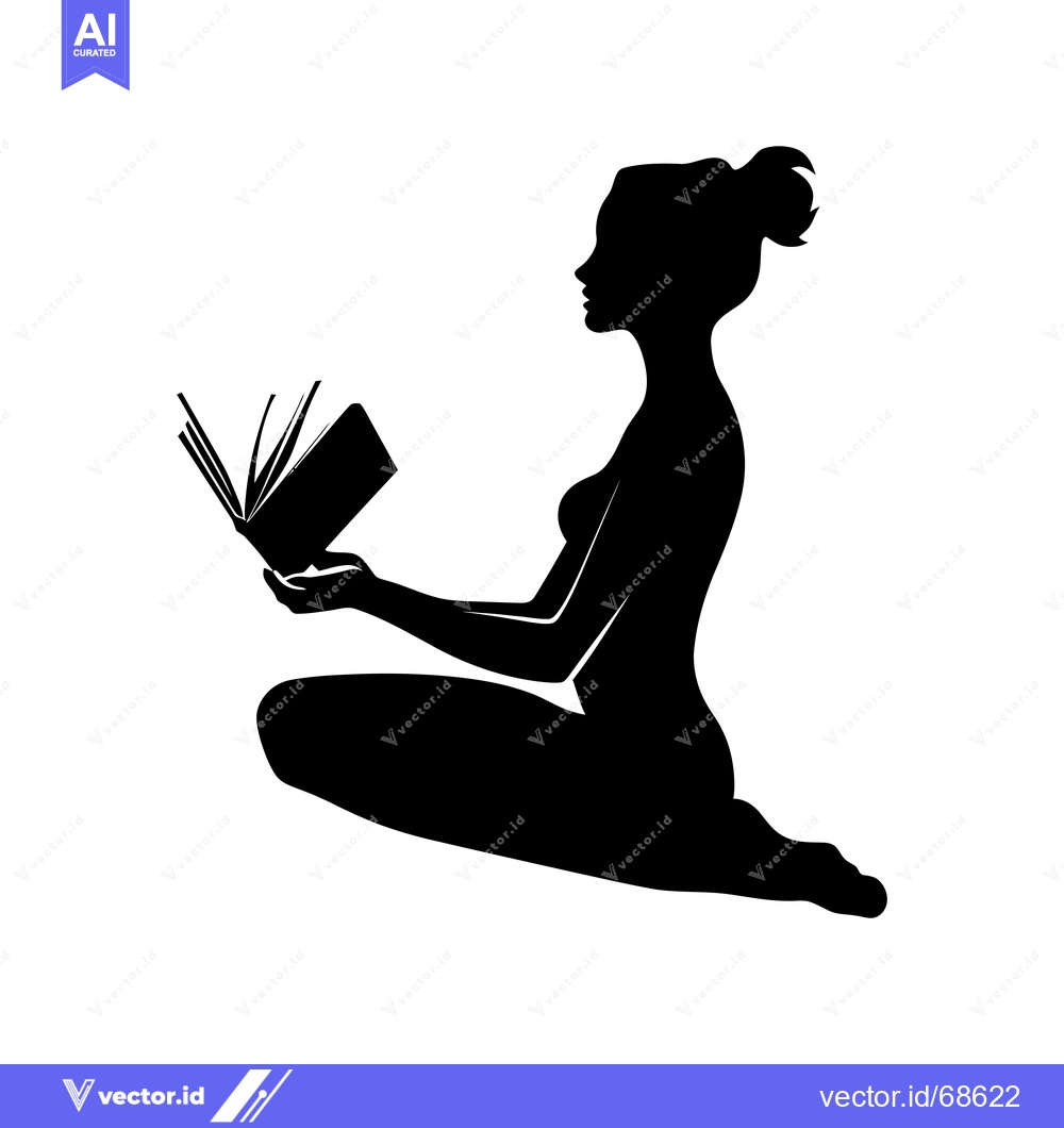 Premium Vector of Silhouette of a woman sitting and reading a book