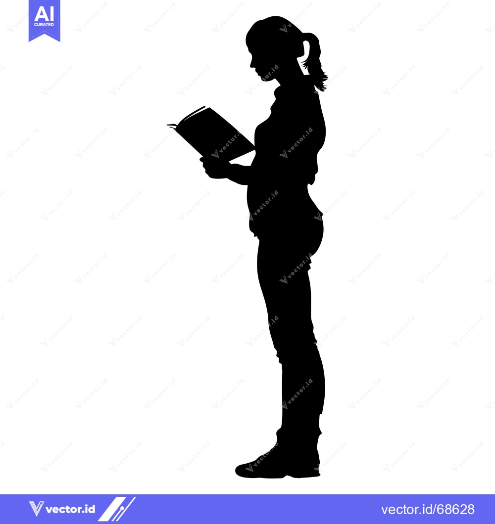 Premium Vector dari Silhouette of a Woman Reading a Book