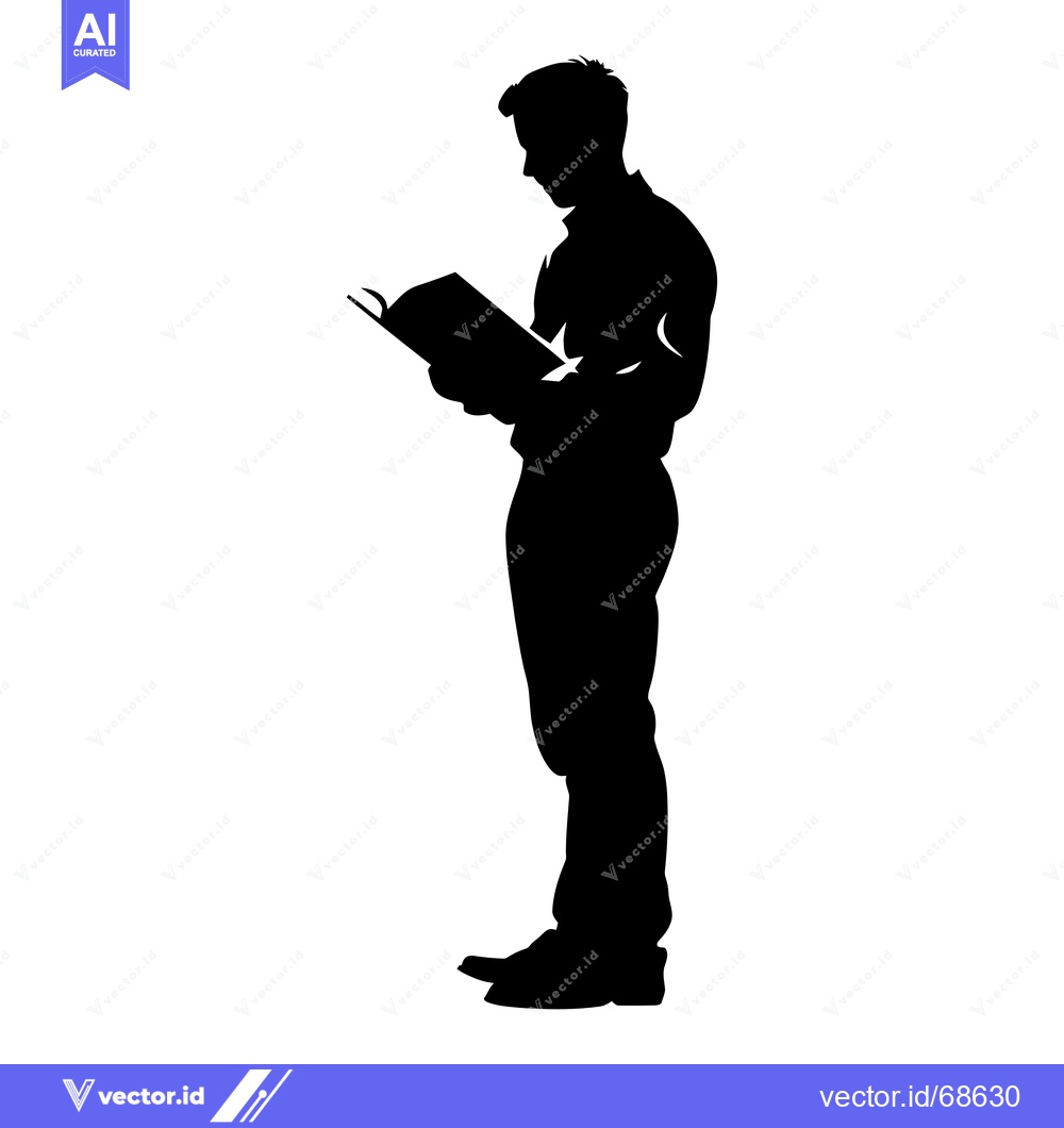Premium Vector dari Silhouette of a Man Reading a Book