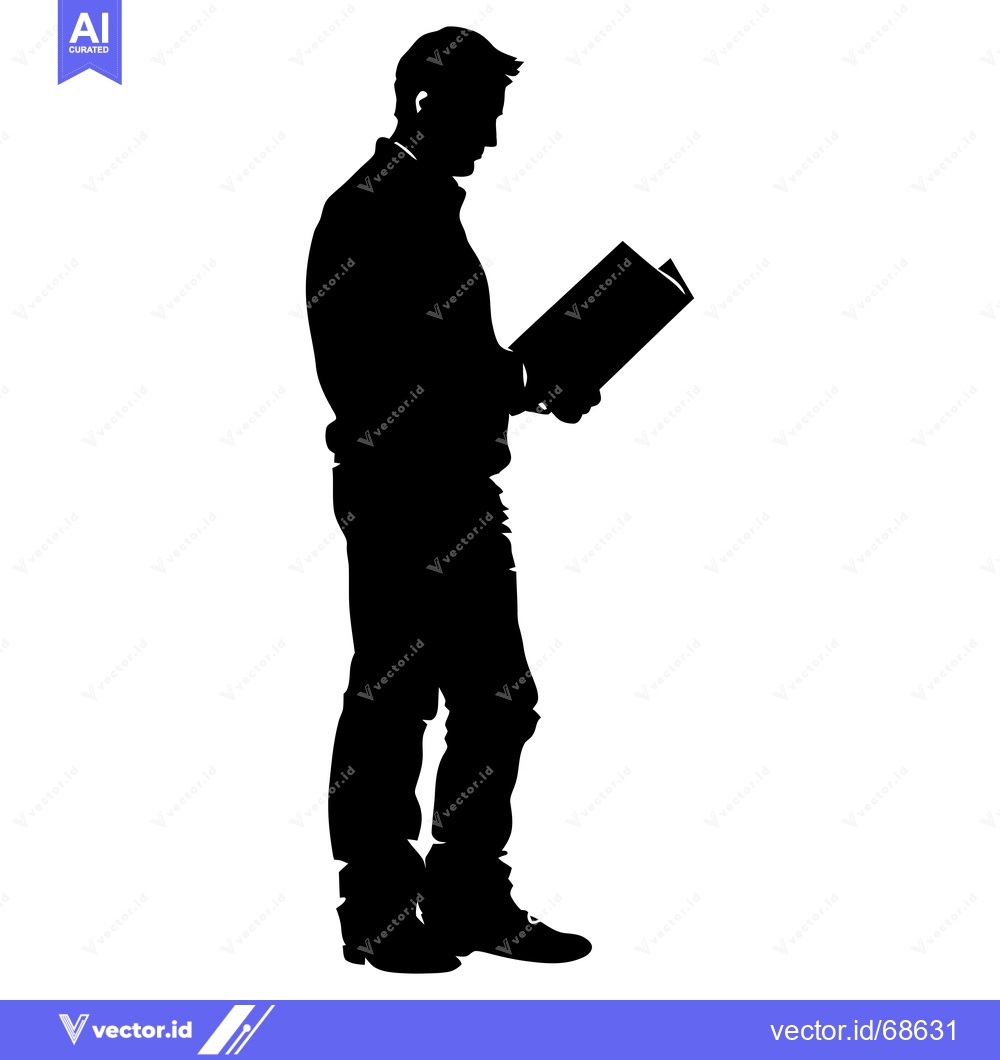Premium Vector dari Silhouette of a Man Reading a Book