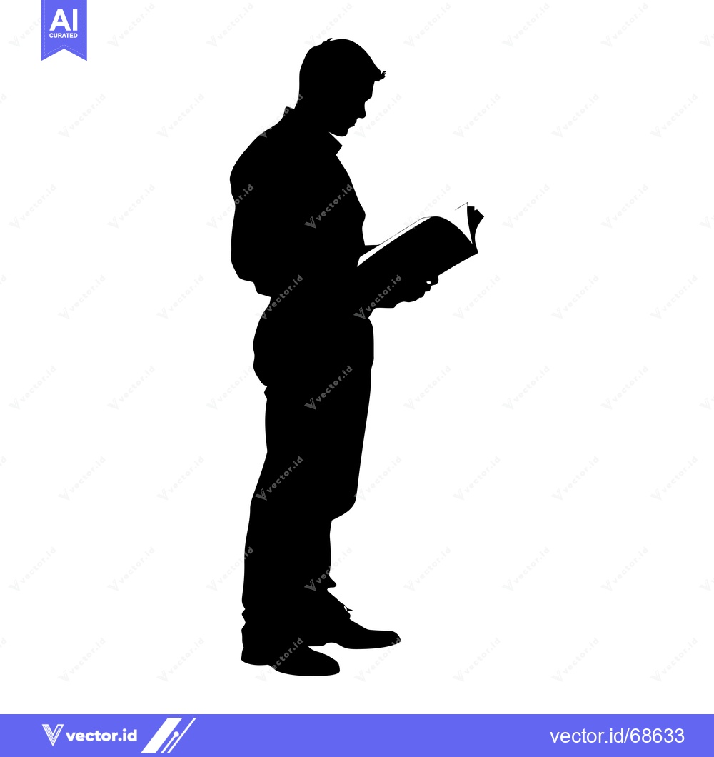 Premium Vector dari Silhouette of a Man Reading a Book
