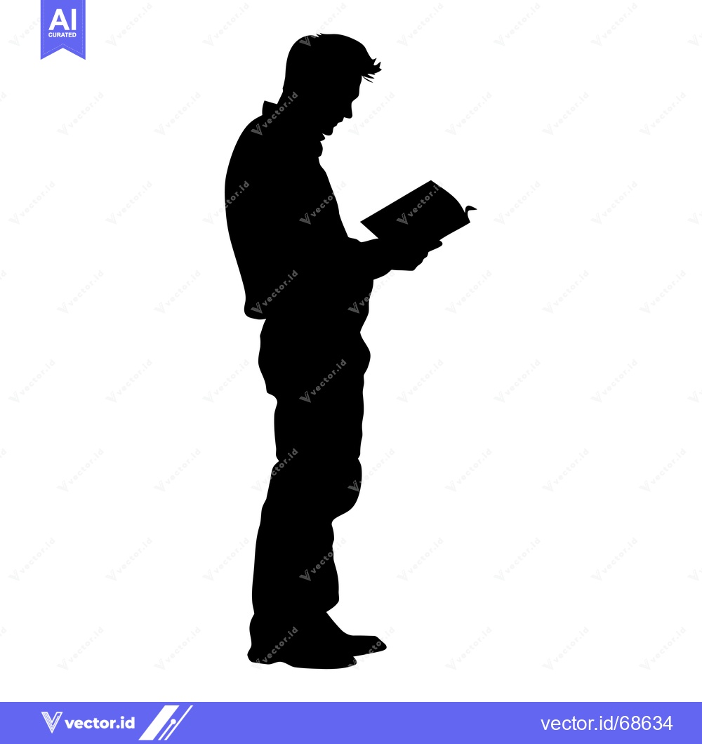 Premium Vector dari Silhouette of a Man Reading a Book