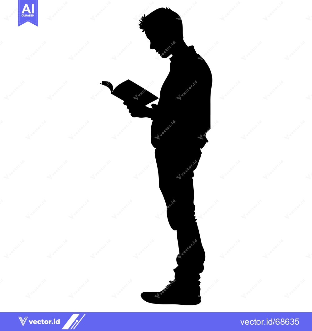 Premium Vector of Silhouette of a Person Reading a Book