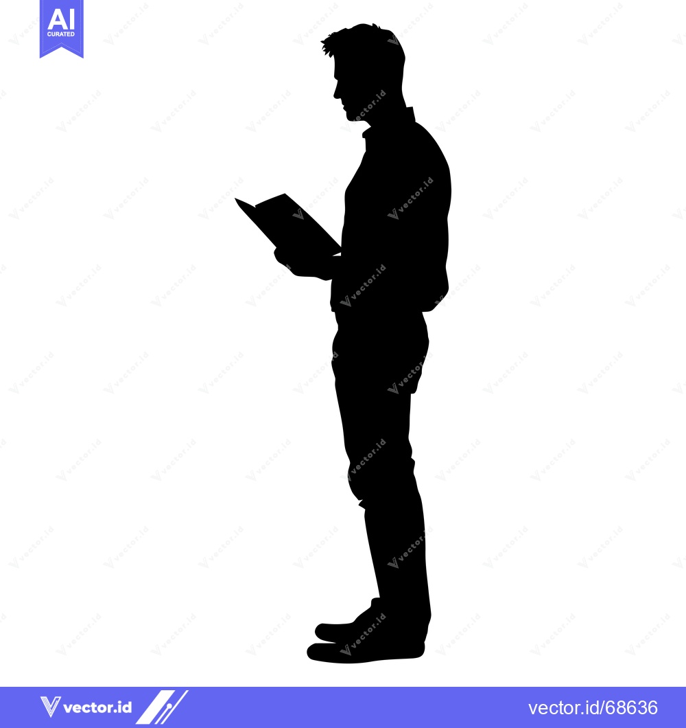 Premium Vector dari Silhouette of a Man Reading a Book