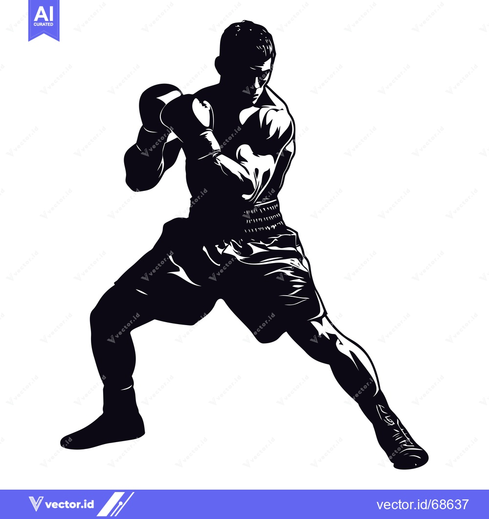Premium Vector of Silhouetted Boxer in Fighting Stance