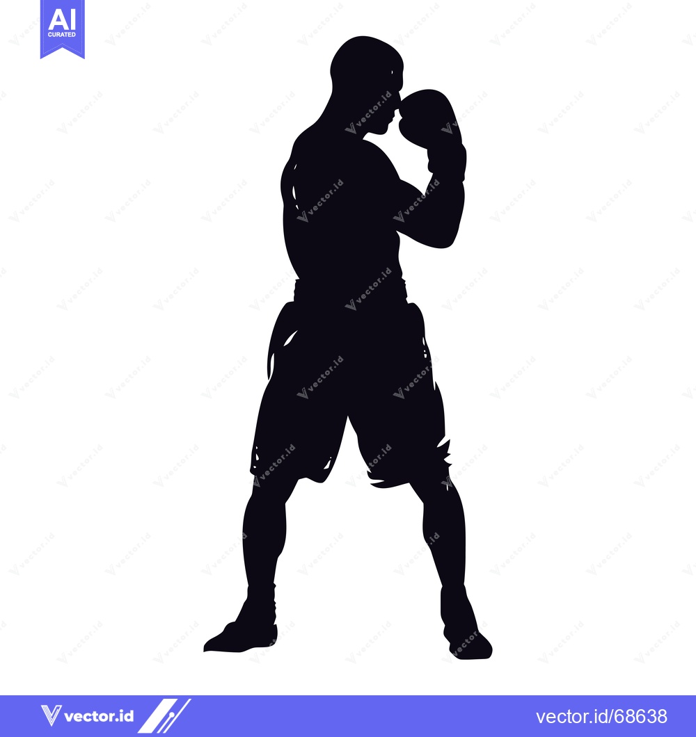Premium Vector dari Silhouette of a Boxer Ready to Throw a Punch