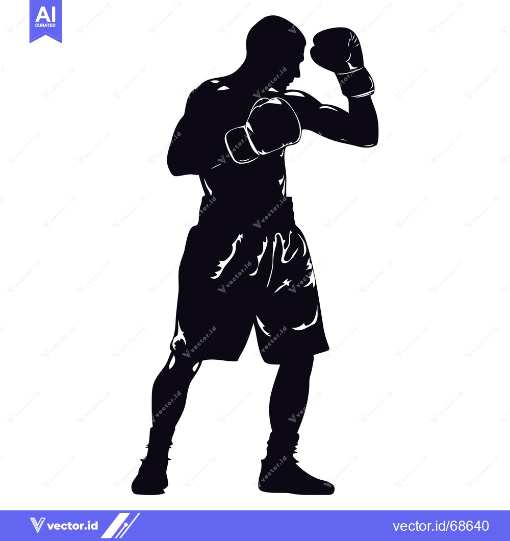 Premium Vector dari Silhouette of a Boxer Wearing Boxing Gloves and Shorts