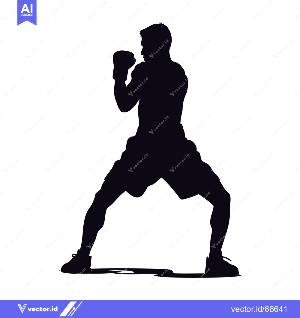 Premium Vector dari Silhouette of a Boxer in a Fighting Stance