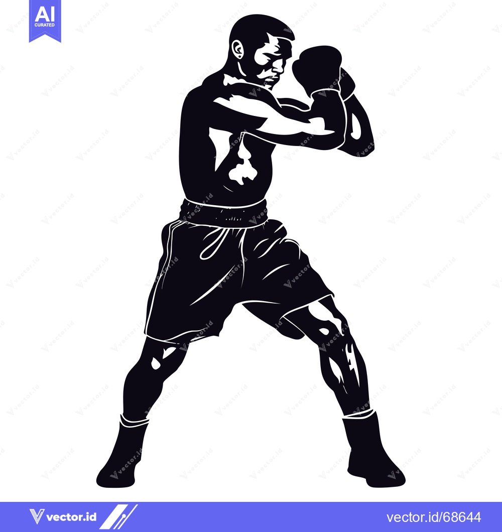Premium Vector of Silhouette of a Boxer in a Fighting Stance