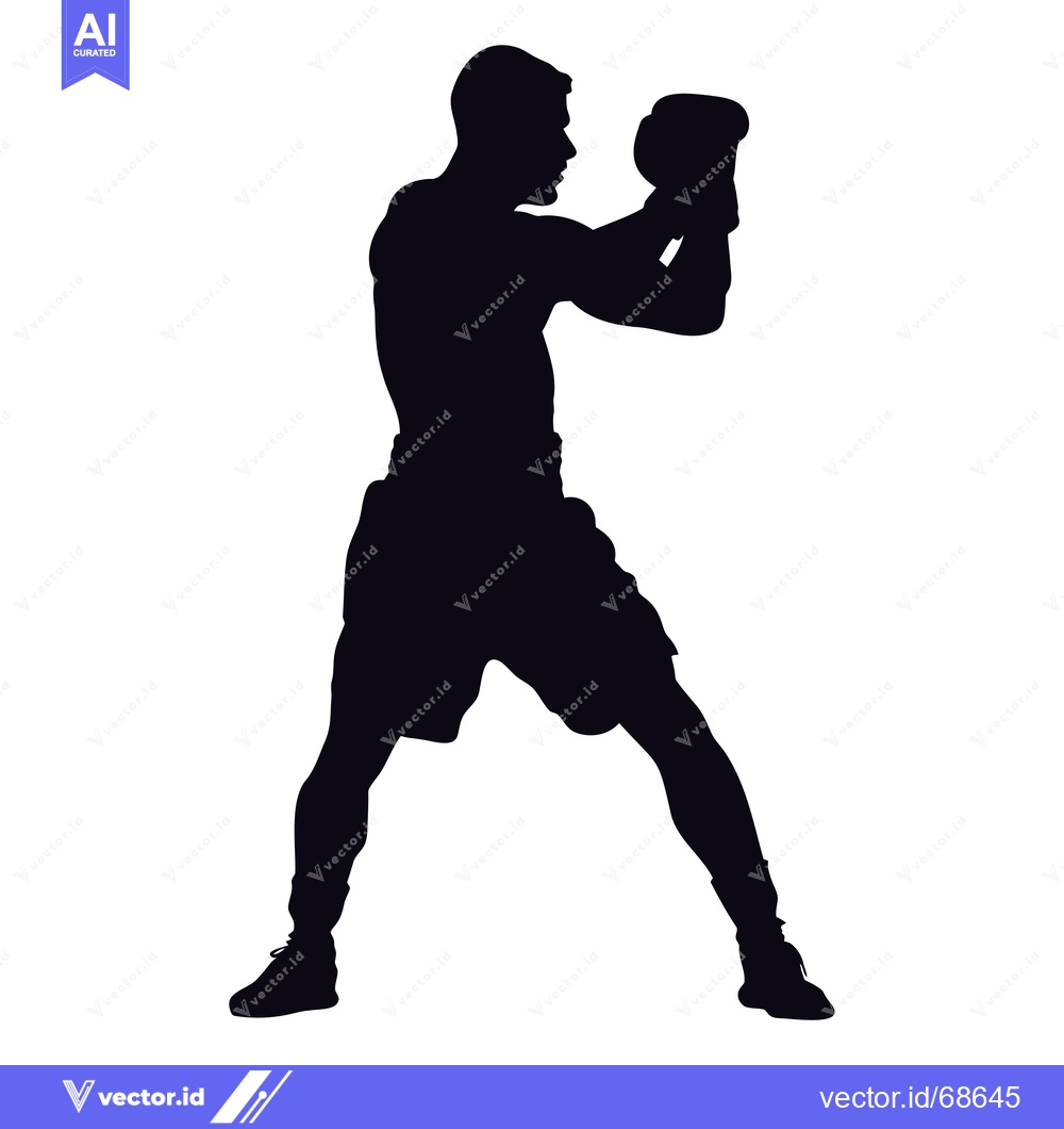 Premium Vector of Silhouette of a Boxer in Fighting Stance
