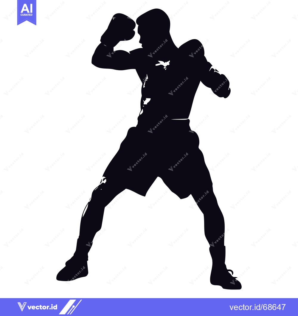 Premium Vector of Silhouette of a Boxer in a Fighting Stance