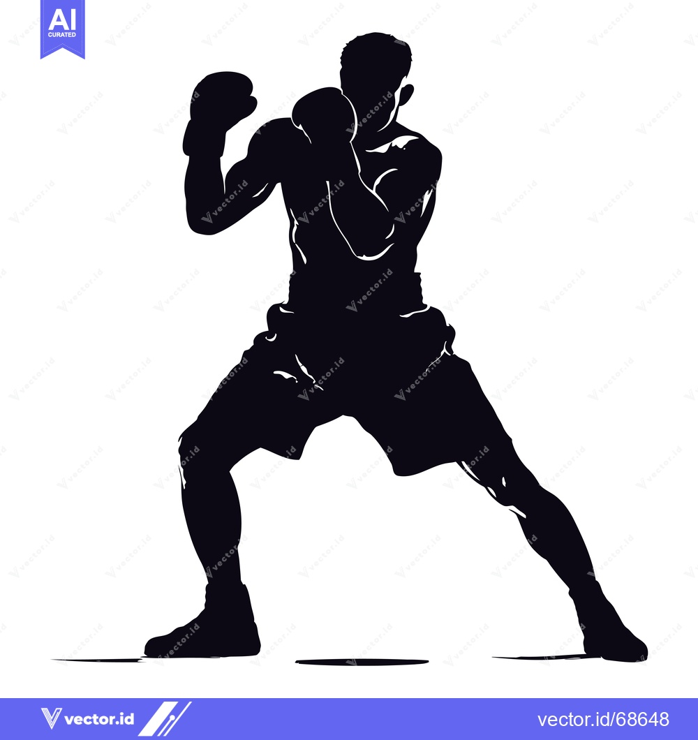 Premium Vector dari Silhouette of a Boxer in a Fighting Stance